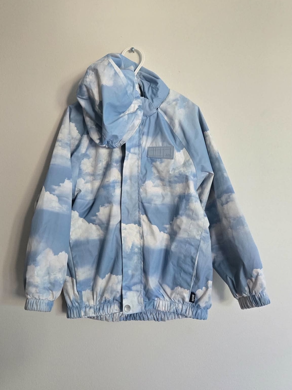 Molo Brand Sizd 5 To 6 Kids Cloud-Print Hooded Rain Jacket - Light Blue